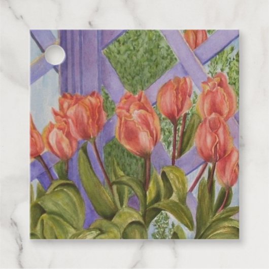 Mooie Oranje Tulpen Bedankjes Labels (Voorkant)