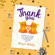 Mooie Oranje Twin Kitten Confetti Party Bedankt