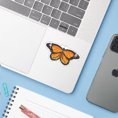 Mooie Oranje Vlinder Tekening Schilderij Sticker (Laptop met iPhone)