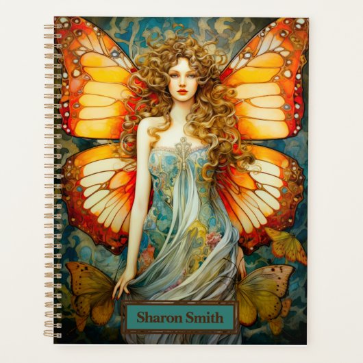 Mooie Oranje vlinderdame personaliseren Planner (Voorkant)