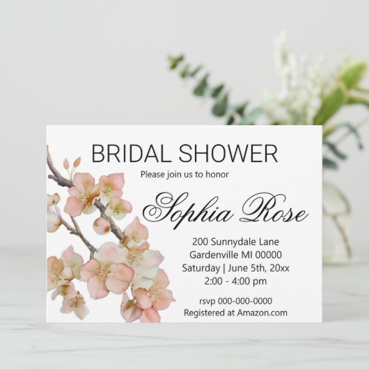 Mooie oranje waterverf bloemig vrijgezellenfeest kaart (Staand voorkant)