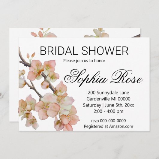 Mooie oranje waterverf bloemig vrijgezellenfeest kaart (Voorkant / Achterkant)