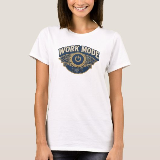 Mooie oranje WORK MODE OFF Statement Design T-shirt (Voorkant)