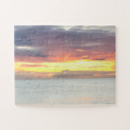 Mooie Oranje zonsondergang op de oceaan Legpuzzel