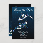Mooie Orca Walvissen Strand Bruiloft Save the Date Kaart (Voorkant / Achterkant)