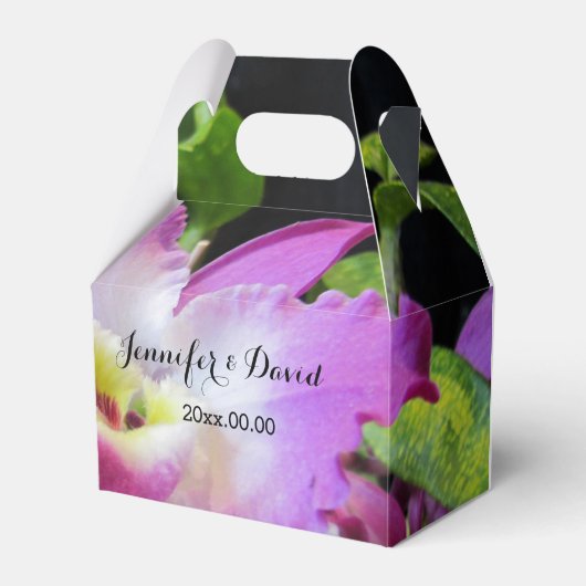 Mooie Orchidee bruiloft Gable Favor Box Bedankdoosjes (Voorkant Zijde)