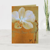 Mooie Orchidee in Oranje Tinten Kunst Aangepast Kaart (Voorkant)