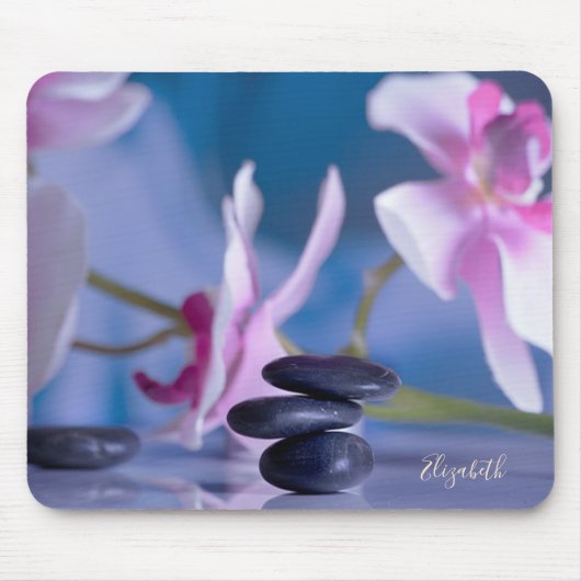 Mooie Orchidee, Zen Stenen Muismat (Voorkant)