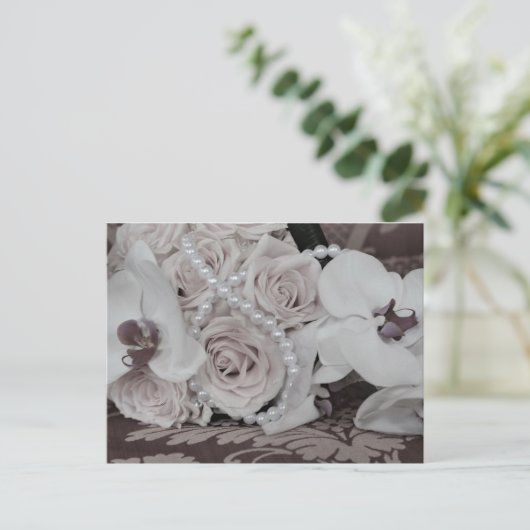 Mooie orchideeën en Rozen Sla de datum op Briefkaart (Staand voorkant)