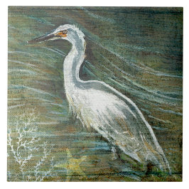 Mooie orebird Wading in water Art Tegeltje