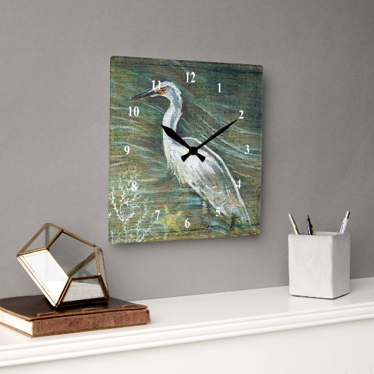 Mooie orebird Wading in water Art Vierkante Klok
