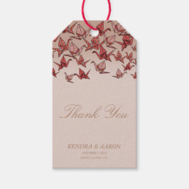 Mooie Origami papier kraan rood dank u Cadeaulabel