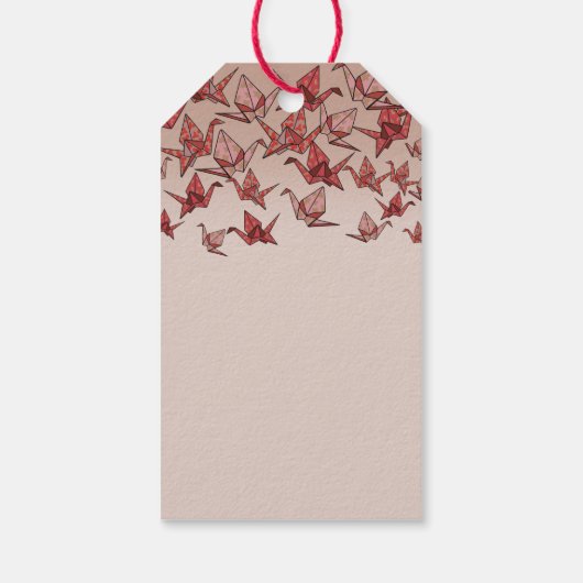 Mooie Origami papier kraan rood dank u Cadeaulabel (Achterkant)