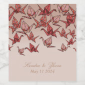 Mooie origami papieren kraan bruiloft wijn etiket (Enkel label)