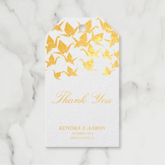 Mooie Origami papieren kraan dank u Cadeaulabels (Voorkant)