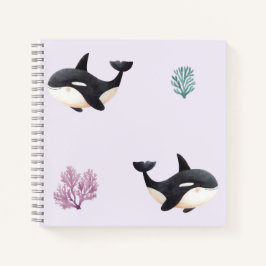 Mooie Orka Walvis Patroon Oceaan Zeeleven Babykame Notitieboek