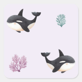 Mooie Orka Walvis Patroon Oceaan Zeeleven Kinderka Vierkante Sticker