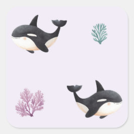 Mooie Orka Walvis Patroon Oceaan Zeeleven Kinderka Vierkante Sticker