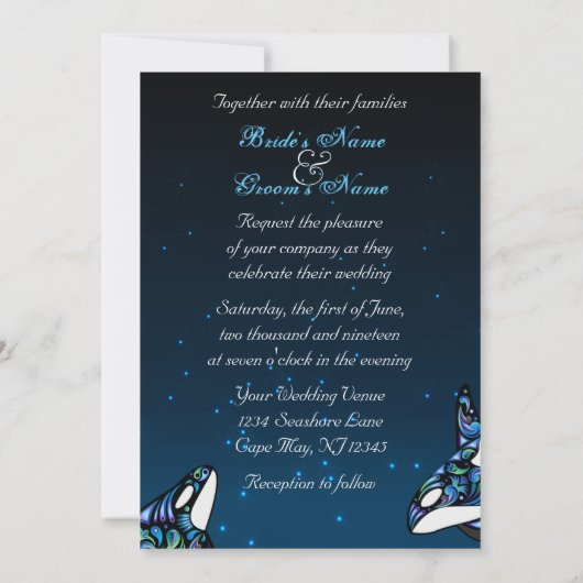 Mooie Orka Walvissen Strand Bruiloft Kaart (Achterkant)