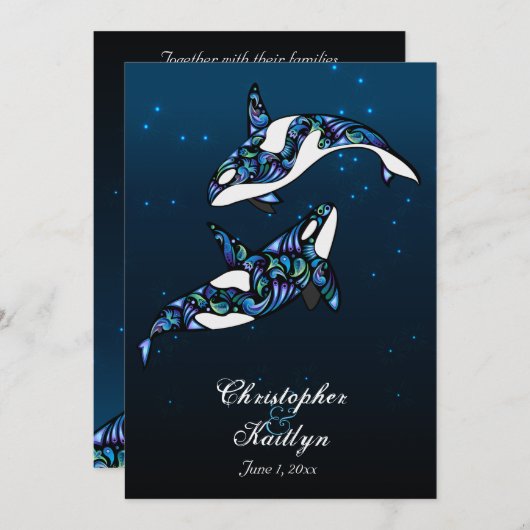 Mooie Orka Walvissen Strand Bruiloft Kaart (Voorkant / Achterkant)