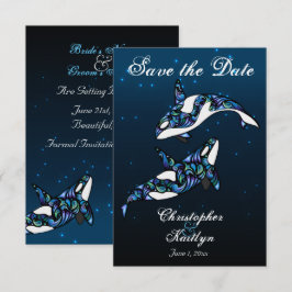 Mooie Orka Walvissen Strand Bruiloft Save the Date Kaart