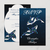 Mooie Orka Whales Beach bruiloft RSVP Kaartje (Voorkant / Achterkant)