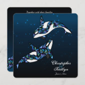 Mooie Orka Whales bruiloft uitnodiging (Voorkant / Achterkant)