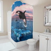 Mooie orka's in de Noordelijke IJszee Douchegordijn (In situ)