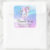 Mooie orn met regenboogmane bedankt vierkante sticker (Tas)