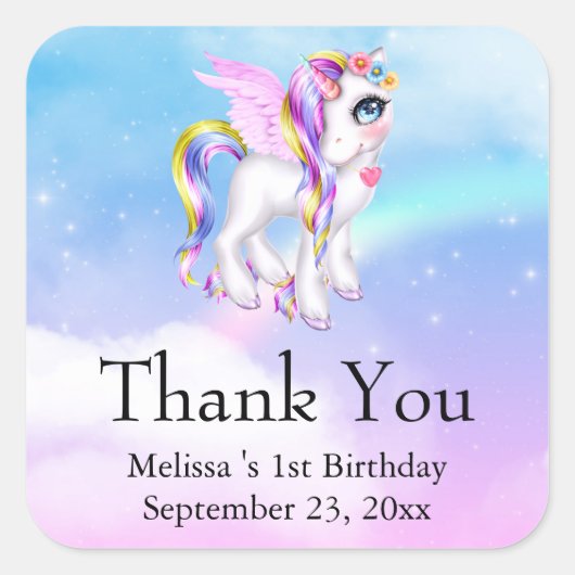 Mooie orn met regenboogmane bedankt vierkante sticker (Voorkant)