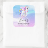 Mooie orn met regenboogmane bedankt vierkante sticker (Tas)