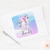 Mooie orn met regenboogmane bedankt vierkante sticker (Envelop)