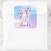 Mooie orn met regenboogmane bedankt vierkante sticker (Tas)