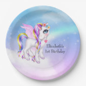 Mooie orn met regenboogmane Birthday Papieren Bordje (Voorkant)