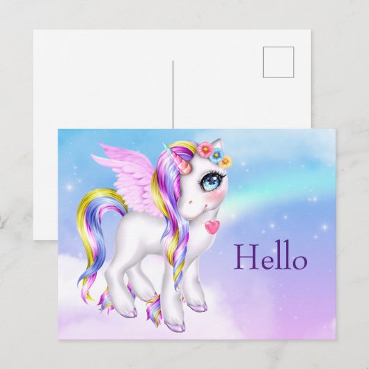 Mooie orn met regenboogmane en Hallo Briefkaart (Voorkant / Achterkant)