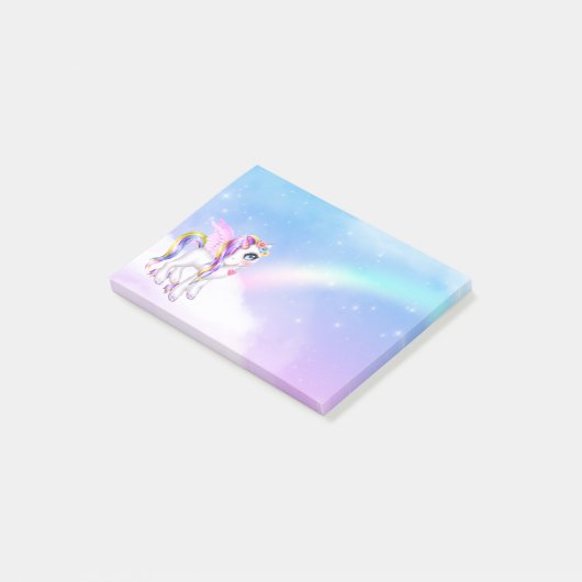 Mooie orn met regenboogmane post-it® notes (Schuin)