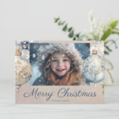 Mooie  Ornament één foto Feestdagenkaart (Staand voorkant)