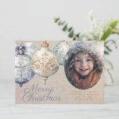 Mooie  Ornament foto Feestdagenkaart (Staand voorkant)