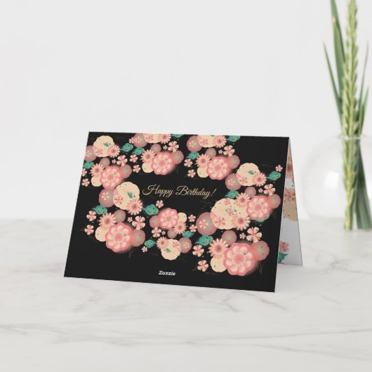 Mooie Ornament Perziktuinbloemen Bedankkaart (Achterkant)