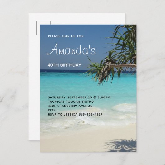 Mooie orthodoxe strande oceaanparadijsdag uitnodiging briefkaart (Voorkant / Achterkant)