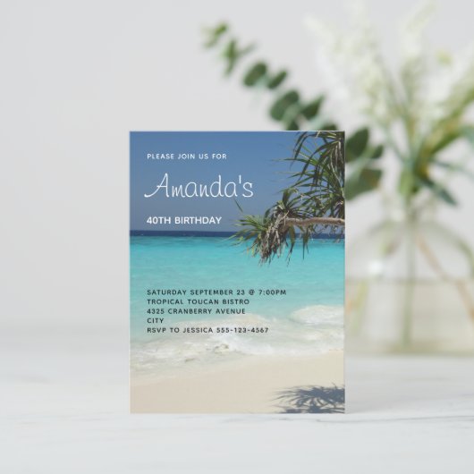 Mooie orthodoxe strande oceaanparadijsdag uitnodiging briefkaart (Staand voorkant)