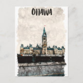 Mooie Ottawa Canada Vintage Travel Waterverf Briefkaart (Voorkant)
