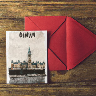 Mooie Ottawa Canada Vintage Travel Waterverf Briefkaart