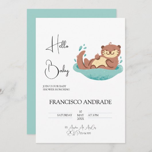 Mooie Otter Bosdier Waterverf Kaart (Voorkant / Achterkant)