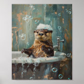 Mooie Otter in Bubbelbad Poster (Voorkant)