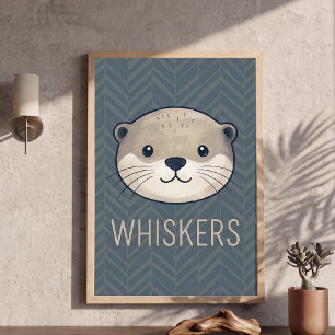 Mooie Ottergezicht Snorharen Typografie Kinderkame Poster