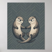 Mooie otters die elkaars hand vasthouden Hart-kind Poster (Voorkant)