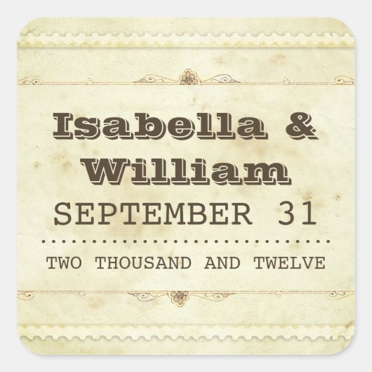 Mooie  oud design bruiloft stickers (Voorkant)