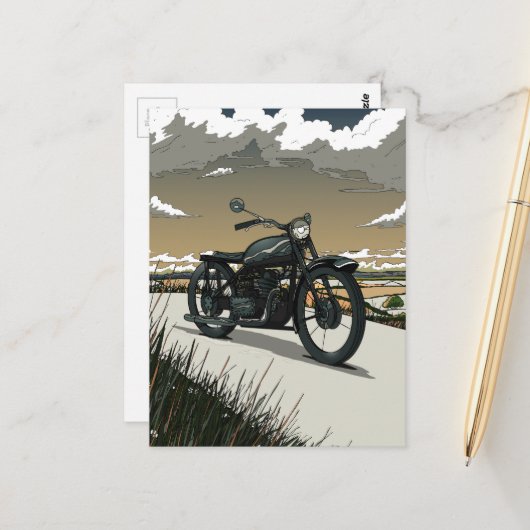Mooie Oude Antieke Motorfiets Briefkaart (Voorkant / Achterkant in situ)