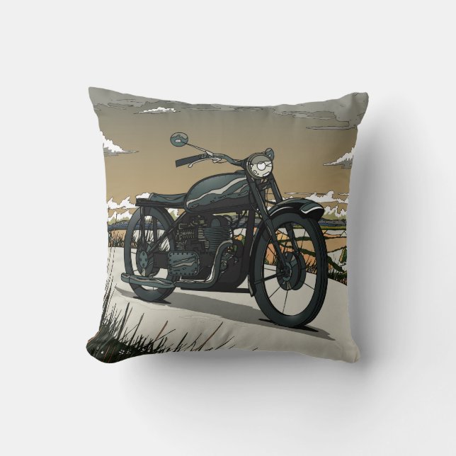 Mooie Oude Antieke Motorfiets Kussen (Voorkant)